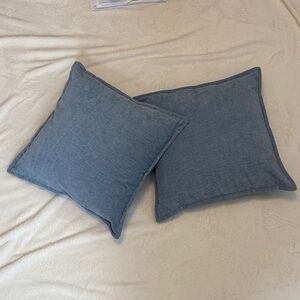 Set of Two Blue Throw Pillows 19”x19”
